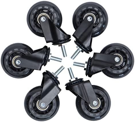גלגלים | סט של 6 / רולר להב גומי / כבד החובה 2.5 גלגלים / החלפת חומרה כלול / 360 תואר אין רעש